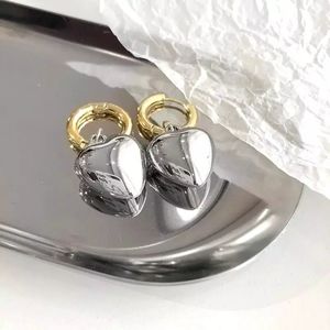 Statement Metallic Heart gold Hoop Drop Earrings